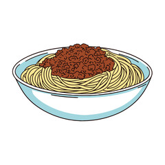 Wall Mural - Spaghetti with meat sauce in a bowl vectorized