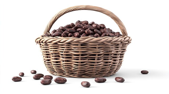 Basket with Job s tears on white backdrop