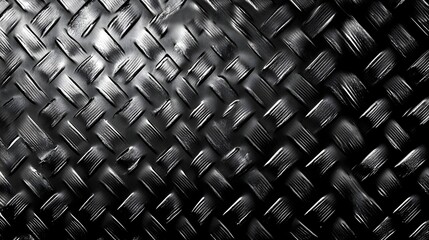 Leinwandbilder - Abstract background with a textured metallic grid pattern featuring diagonal stripes and geometric designs  Industrial technological and modern style with a monochrome color scheme and rough