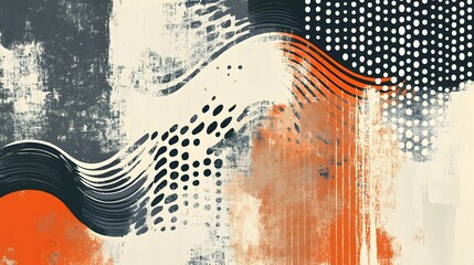 Aufkleber - Abstract Colorful Grunge Painting with Geometric Shapes and Fluid Brush Strokes
