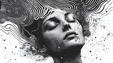 Poster - Brooding Monochrome Portrait with Dramatic Texture and Splatter
