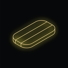 Poster - golden neon style icon of an eraser, glowing on a dark background, perfect for apps and websites wit