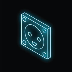 Poster - Glowing neon line electric outlet icon isolated on black background vector illustration