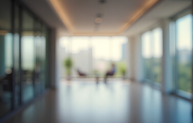Wall Mural - blurred empty open space office. abstract light bokeh at office interior background for design.