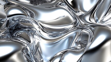 Poster - Captivating abstract composition featuring metallic fluid waves swirls and dynamic movements  Shiny