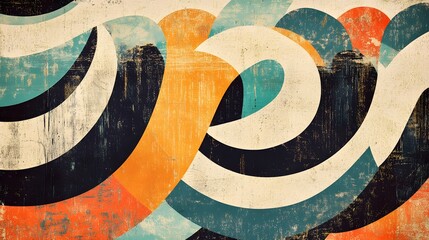 Poster - Captivating Geometric Abstraction with Flowing Vintage Hues and Symmetrical Patterns