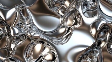 Fototapete - Captivating Liquid Metal Flow A Futuristic Shimmering Sculpture of Twisted Metallic Curves and Waves that Evokes a Dreamlike Mesmerizing and Innovative Digital Art Masterpiece