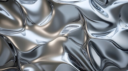 Fototapete - Captivating Metallic Fluid Dynamics   Surreal Abstract 3D Render Showcasing Sleek Monochrome Patterns and Flowing Organic Shapes
