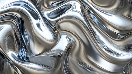 Fototapete - Captivating Metallic Liquid Flow Mesmerizing Abstract Sculptural Design with Smooth Glossy and Fluid Curves Waves and Distortions Creating a Futuristic Modern and Elegant Visual Effect