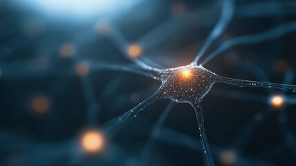 Poster - Neural Network Microscopic View: Intricate network of neurons with glowing synapses, visualized through a high-resolution microscope.