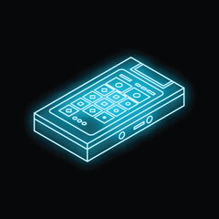 Poster - Neon pos terminal glowing on a black background, perfect for illustrating concepts such as technology, finance, and commerce