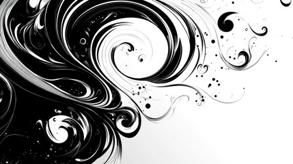 Poster - Elegant Black and White Abstract Design Featuring Swirling Lines, Curves, and Organic Shapes for Modern Art and Graphic Backgrounds