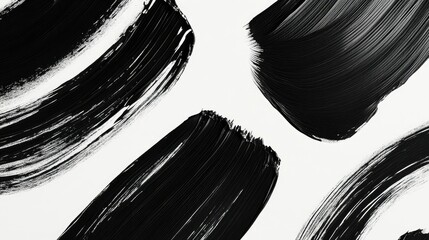 Poster - Abstract Black Brush Strokes on White Background Creating a Bold and Timeless Art Piece Perfect for Contemporary Design and Creative Projects