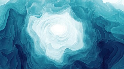 Poster - Vibrant Abstract Background of Fluid Waves in Shades of Blue and Turquoise with Gradual Lightening Towards the Center, Ideal for Creative and Modern Design Projects