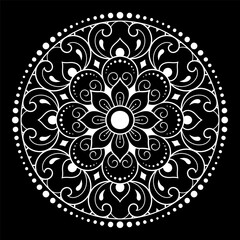 Wall Mural - Circular pattern in form of mandala with flower for Henna, Mehndi, tattoo, decoration. Decorative ornament in ethnic oriental style. Outline doodle hand draw vector illustration.