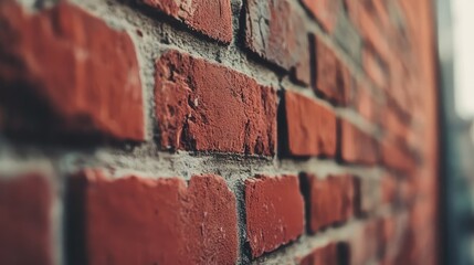 Poster - Close-Up of a Rustic Red Brick Wall Showcasing Texture, Colors, and Patterns Ideal for Backgrounds, Design Projects, and Architectural Inspirations