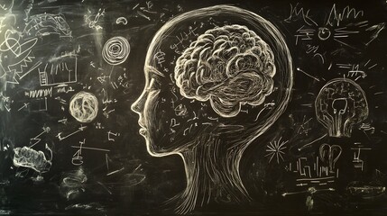 Aufkleber - Conceptual depicting the human brain and mind engaged in the of knowledge ideas and creative problem solving  The image symbolizes the power of the intellect imagination