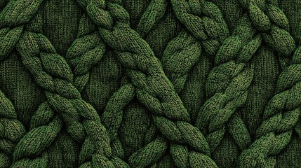 Poster - Textured Green Knit Pattern Featuring Braided Cables, Ideal for Cozy, Warm, and Natural Designs in Textile, Fashion, or Home Decor Contextual Projects
