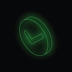 Poster - Glowing neon green check mark is displayed on a black background
