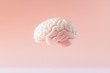 Poster - simple and elegant gradient background with floating abstract brain shape offering clean and modern design for psychology