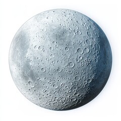 Wall Mural - Moon, space, cratered surface, white background, astronomy