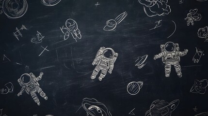 Poster - depicting astronauts surrounded by the breathtaking sights of the cosmos including planets stars nebulae and other celestial phenomena