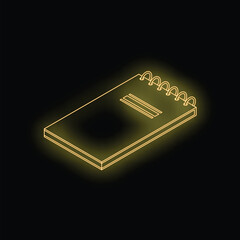 Poster - Neon notepad glowing on black background representing note taking and creative ideas