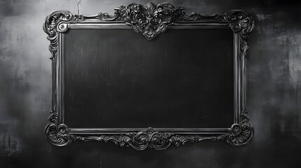 Aufkleber - Dramatic antique ornate vintage frame on a moody gloomy grunge background with a shadowy atmospheric ambience  The intricate decorative frame creates a sense of elegance heritage