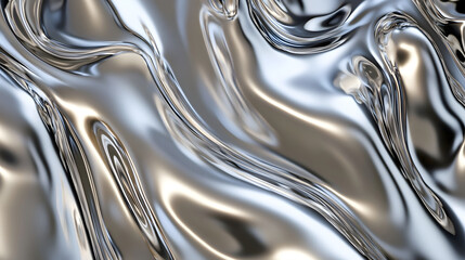 Fototapete - Dynamic Abstract Background with Shimmering Metallic Liquid Swirls and Flowing Elegant Textured Patterns  Futuristic Glossy Digital with Reflective Gradient Effects
