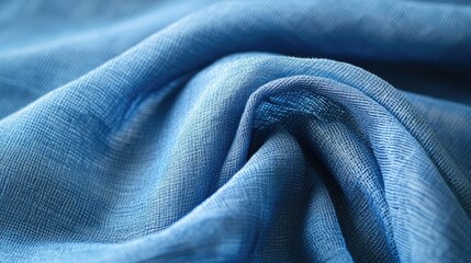 Poster - Close-up of Soft, Textured Blue Fabric with Beautiful Drapery and Intricate Weave Patterns, Perfect for Textile Design and Fashion Photography