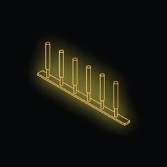 Poster - Neon yellow isometric resistor shining on black background, electronic component for electrical resistance