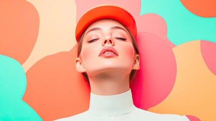 Poster - minimalist maximalism concept blending simplicity and eclectic elements showcased in portrait of person surrounded