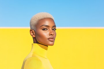 Poster - minimalistic portrait of diverse individual with clean image and ample copy space
