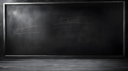 Leinwandbilder - Empty Chalkboard or Blackboard in a Minimalist Classroom Setting Providing Ample Copy Space for Educational or Academic Concepts and Designs