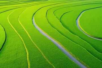 Poster - aerial view of indonesian rice fields showcasing vibrant green terraces and patterns