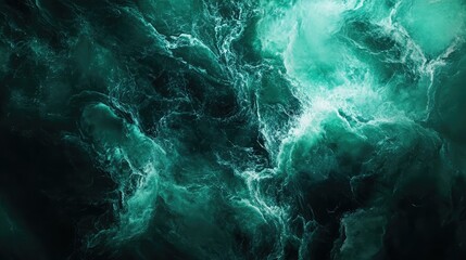 Poster - Abstract Digital Art Featuring Turquoise and Black Waves Creating an Impression of Deep Ocean Turbulence and Tranquility Perfect for Backgrounds and Decor Projects