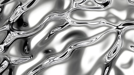 Fototapete - Mesmerizing abstract composition featuring flowing chrome like metallic waves and fluid forms creating a visually striking and futuristic digital landscape  The seamless