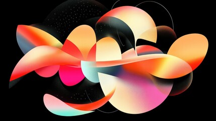 Poster - Vibrant Abstract Composition with Colorful Organic Shapes and Flowing Lines Against a Dark Background Showcasing Artistic Fluidity and Modern Design Aesthetic