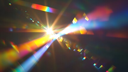 Poster - Mesmerizing image showcasing a burst of dazzling prismatic light with a stunning display of vibrant color spectrum refraction and radiant luminous glow