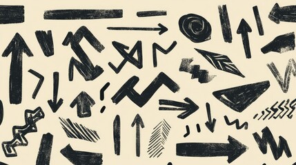 Poster - Abstract monochrome arrow patterns on a subtle background showcasing artistic designs, suitable for creative projects and modern decor themes