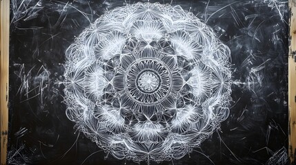 Aufkleber - Mesmerizing Monochrome Mandala   Intricate Psychedelic Digital Art Abstract Pattern Design with Striking Symmetry Vibrant Contrast and a Hypnotic Meditative