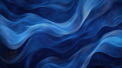 Poster - Serene Abstract Wave Patterns in Cool Blue Tones, Capturing the Fluidity and Movement of Water, Ideal for Backgrounds, Textures, and Artistic Designs