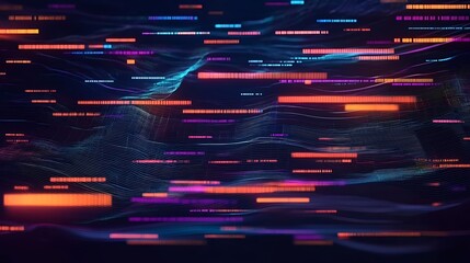Poster - Abstract digital data stream background, possible use in technology or science presentations