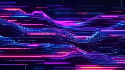 Aufkleber - Abstract data visualization, digital landscape, vibrant lines, dynamic technology