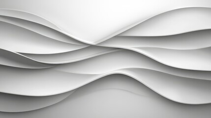 Poster - Abstract White Waves Background with Layered Curves for Creative Designs, Presentations, and Art Projects Highlighting Texture and Depth in Minimalist Style