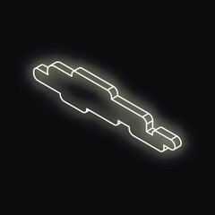 Poster - Neon cloud computing symbol glowing on black background representing online storage, data backup, and network connectivity