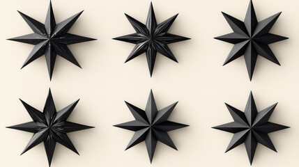 Poster - Black Decorative Star Shapes on a Light Background Ideal for Modern Design, Interior Decor, or Seasonal Celebrations with Versatile Applications in Various Concepts