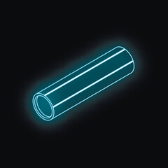 Poster - Neon tube light emitting a soft blue glow against a dark background