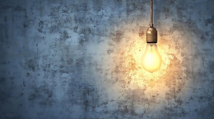 Poster - Illuminated light bulb on textured wall. Inspiring creativity