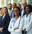 © Pixel Soul - Diverse group of businesspeople and medical workers standing in unity,